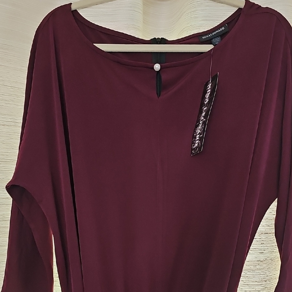 Burgundy 3/4 Sleeve Jumpsuit